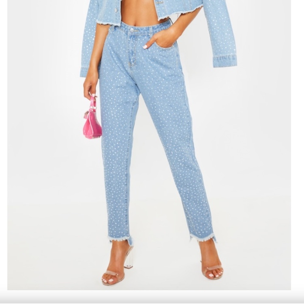 PrettyLittleThing Rhinestone Jeans (Size 6)